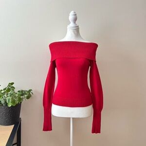 Off-Shoulder Red Sweater